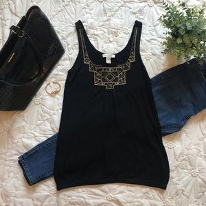 White House Black Market Gold Embellished Tank